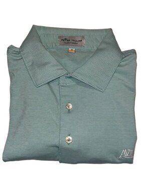 Peter Millar Southern Comfort Green Striped Short Sleeve Men's Golf Shirt Size M